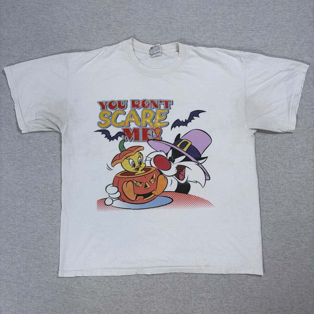 Freeze Looney Tunes You Don't Scare Me Halloween T-Shirt Size XL White
